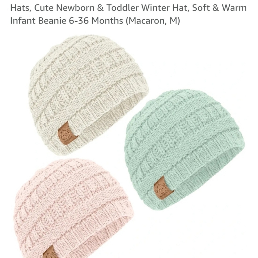 Charming Knit Beanie for Kids - Cream, Pink, and Mint